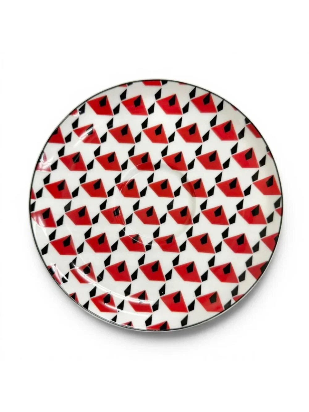 Prada Collection Porcelain Tea Cup Set Vienna Red Cup Saucer Tableware White